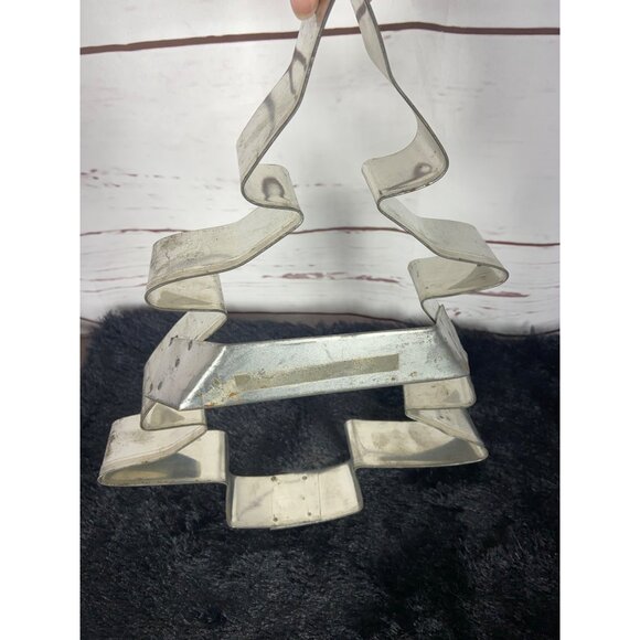Vintage Primitive CHRISTMAS TREE Giant 11" Jumbo COOKIE CUTTER Tin Patina Decor - Picture 3 of 7